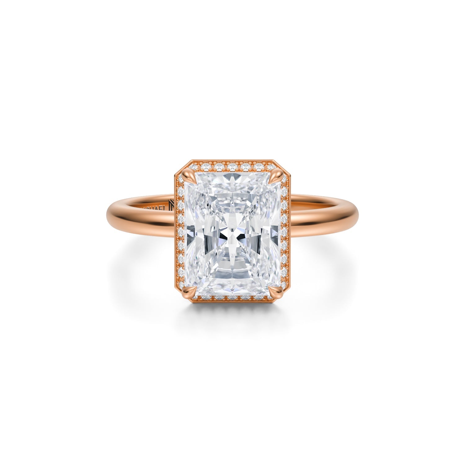 Radiant Knife Edge Halo With Solitaire Ring (2.50 Carat E-VVS2) - Michael Gabriels