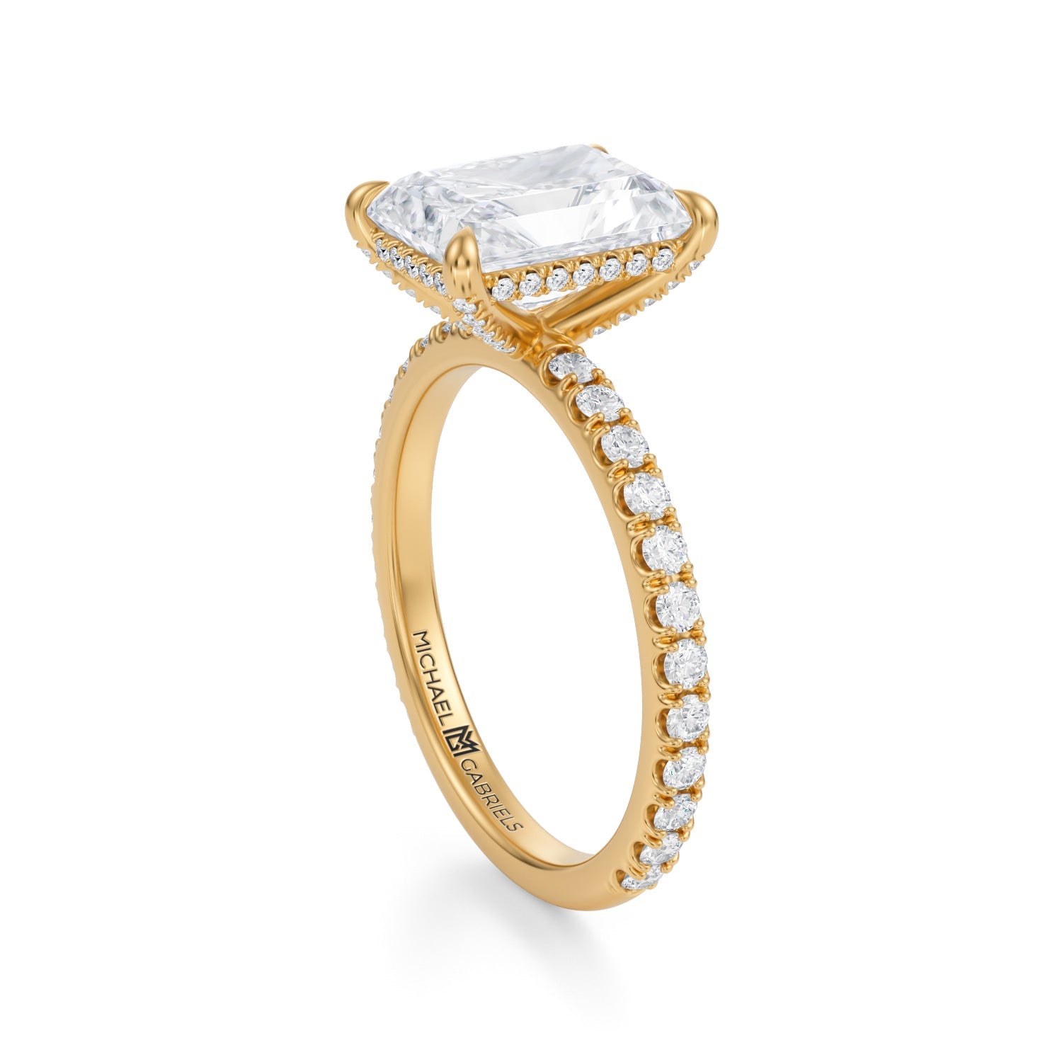 Radiant Pave Basket With Pave Ring (3.00 Carat E-VS1) - Michael Gabriels