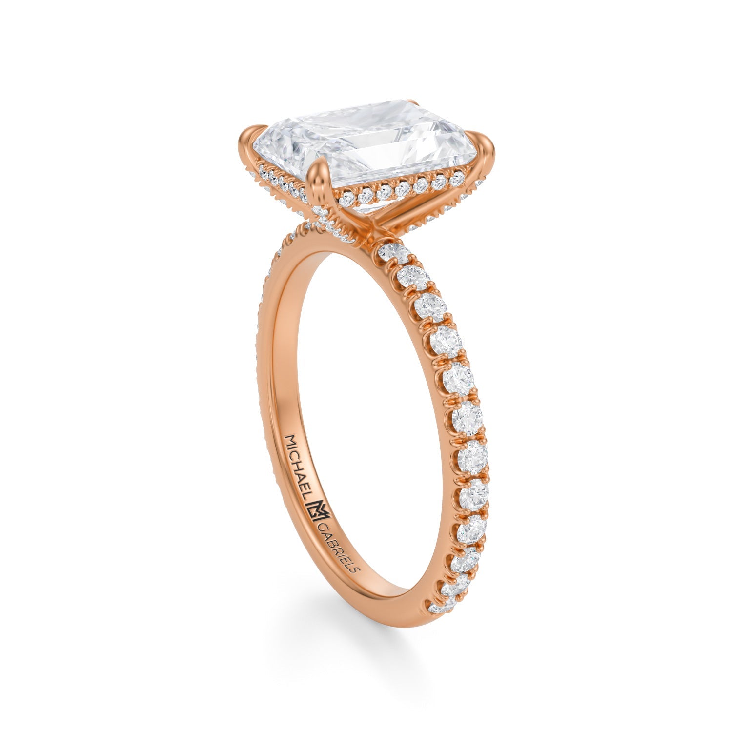 Radiant Pave Basket With Pave Ring (3.70 Carat F-VVS2) - Michael Gabriels
