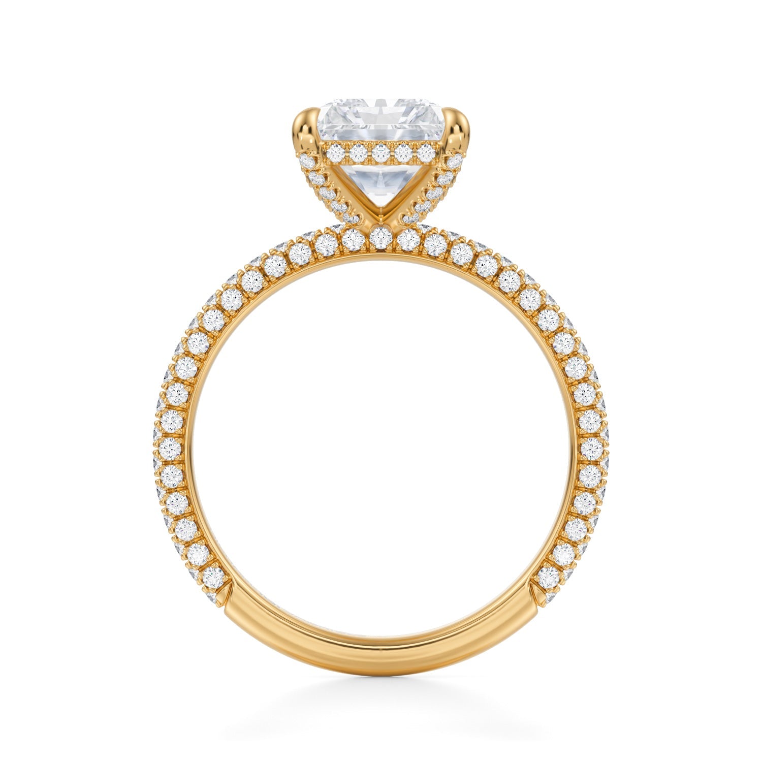Radiant Pave Basket With Trio Pave Ring (1.70 Carat F-VVS2) - Michael Gabriels