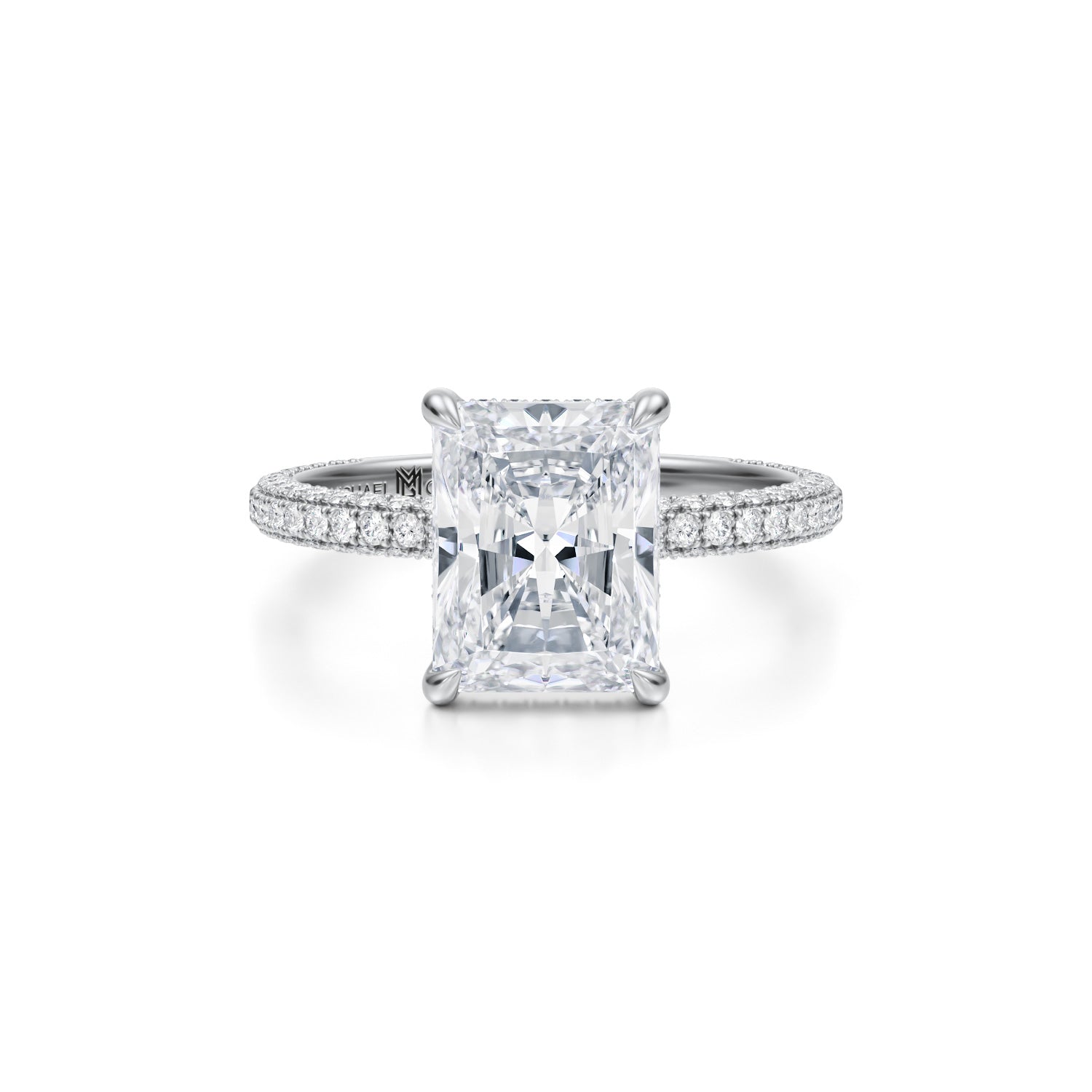 Radiant Pave Basket With Trio Pave Ring (2.20 Carat E-VS1) - Michael Gabriels