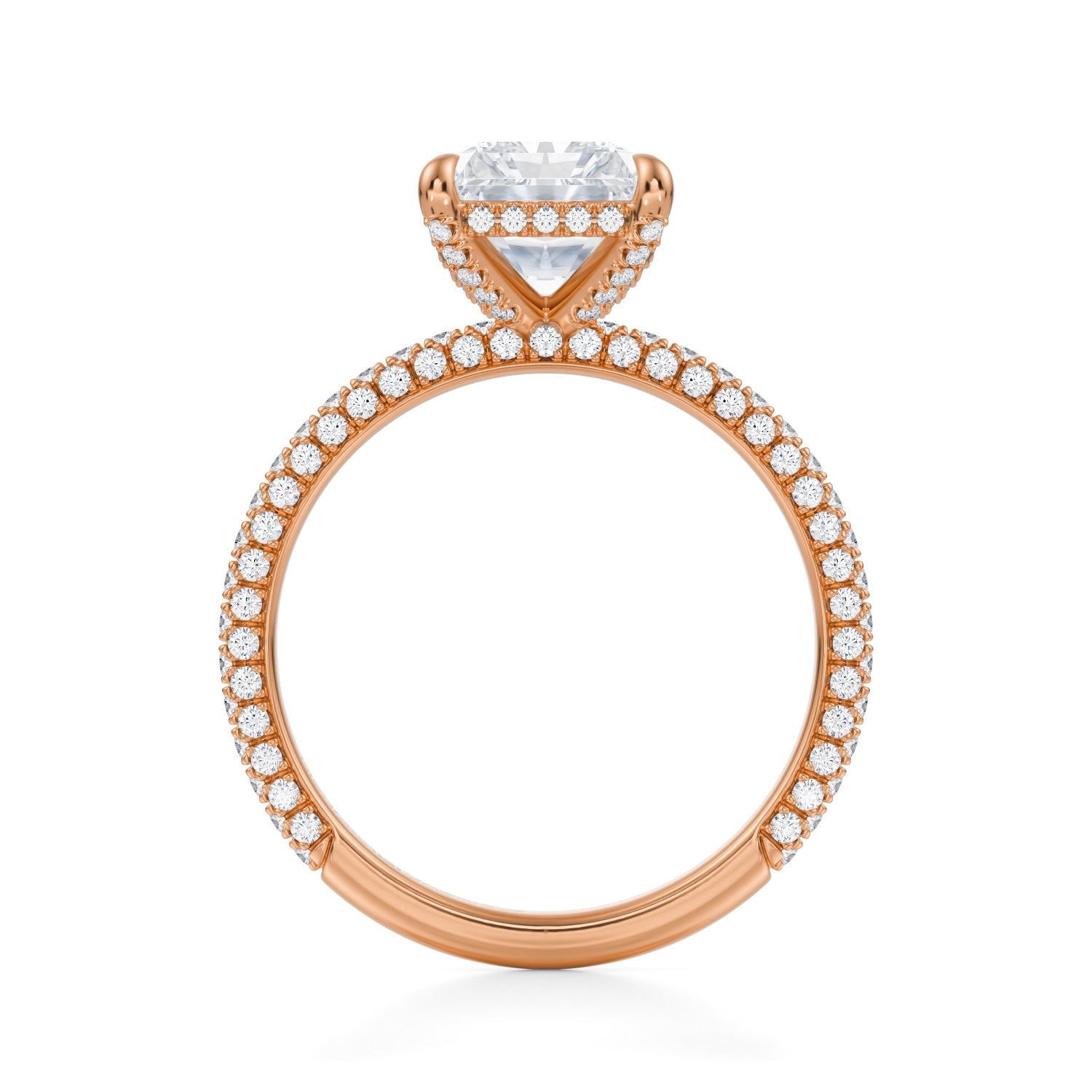 Radiant Pave Basket With Trio Pave Ring (2.20 Carat F-VS1) - Michael Gabriels