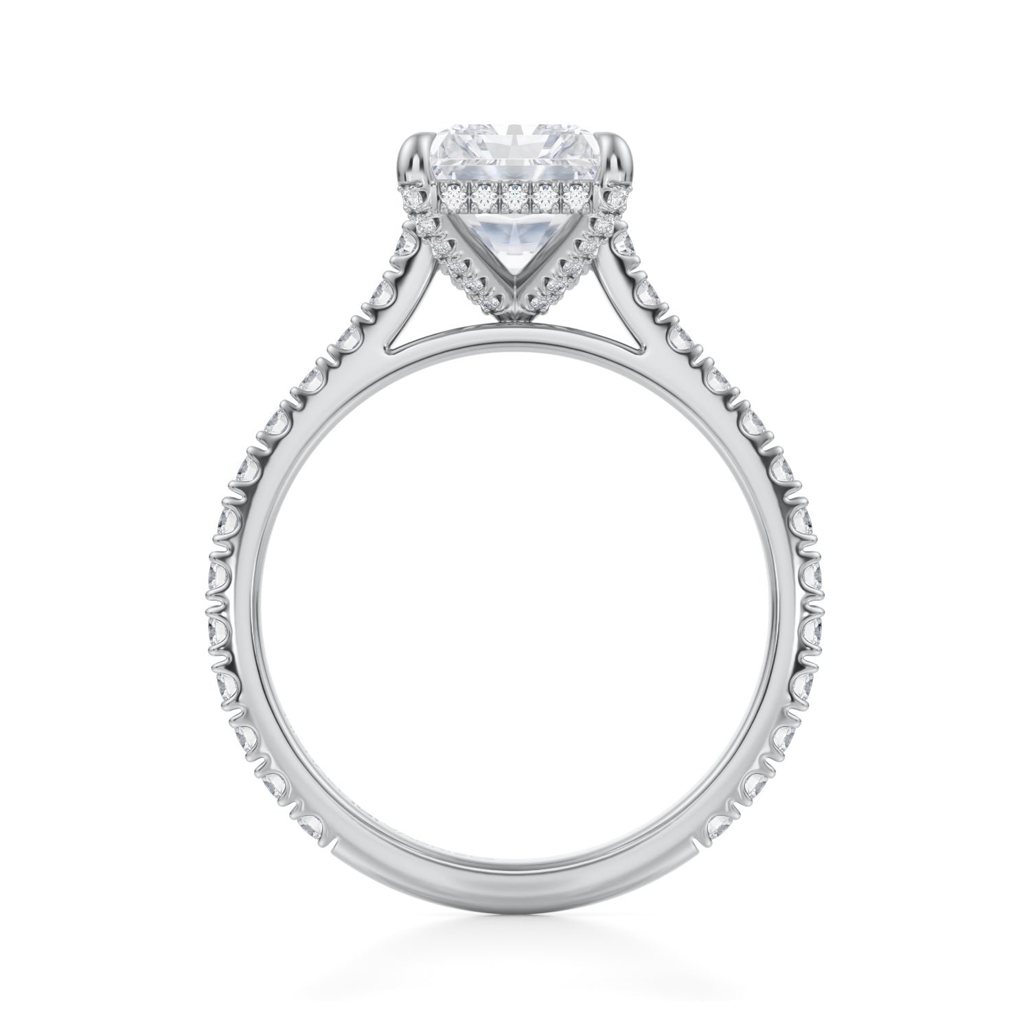 Radiant Pave Cathedral Ring With Pave Basket (1.50 Carat D-VVS2) - Michael Gabriels