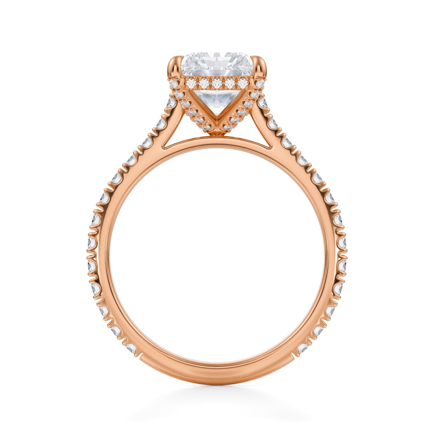Radiant Pave Cathedral Ring With Pave Basket (1.50 Carat D-VVS2) - Michael Gabriels