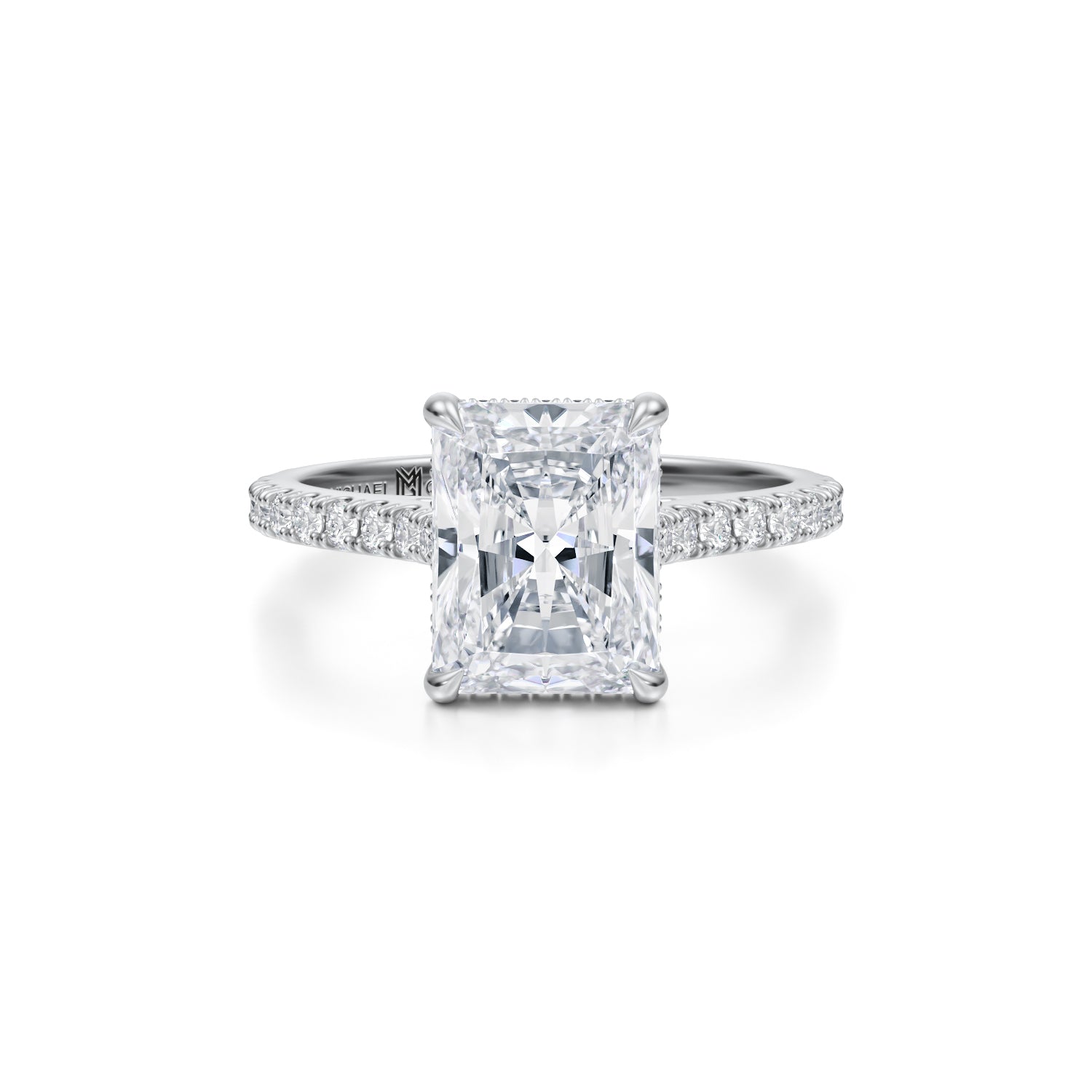 Radiant Pave Cathedral Ring With Pave Basket (2.00 Carat G-VS1) - Michael Gabriels