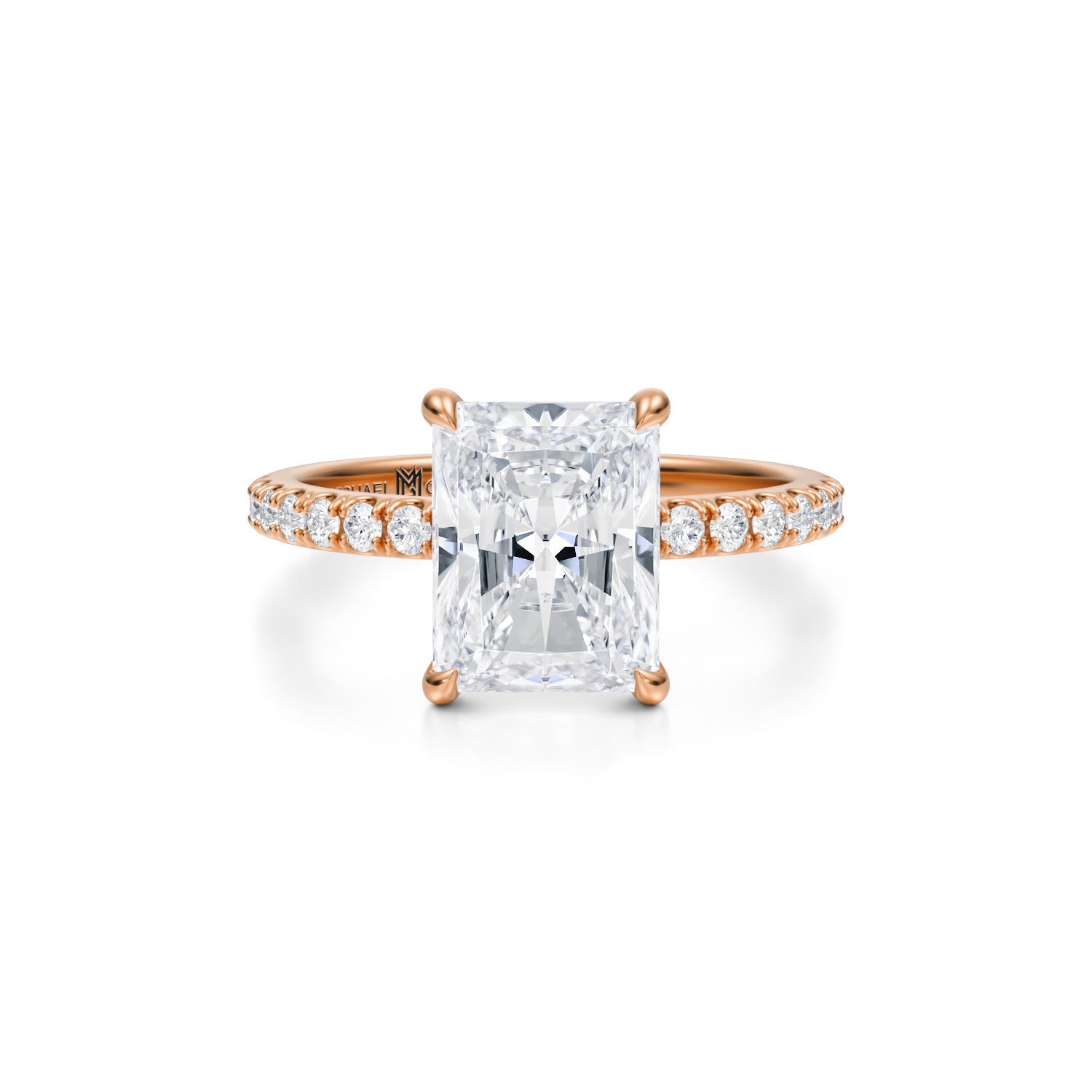 Radiant Pave Ring With Pave Prongs (3.40 Carat D-VVS2) - Michael Gabriels