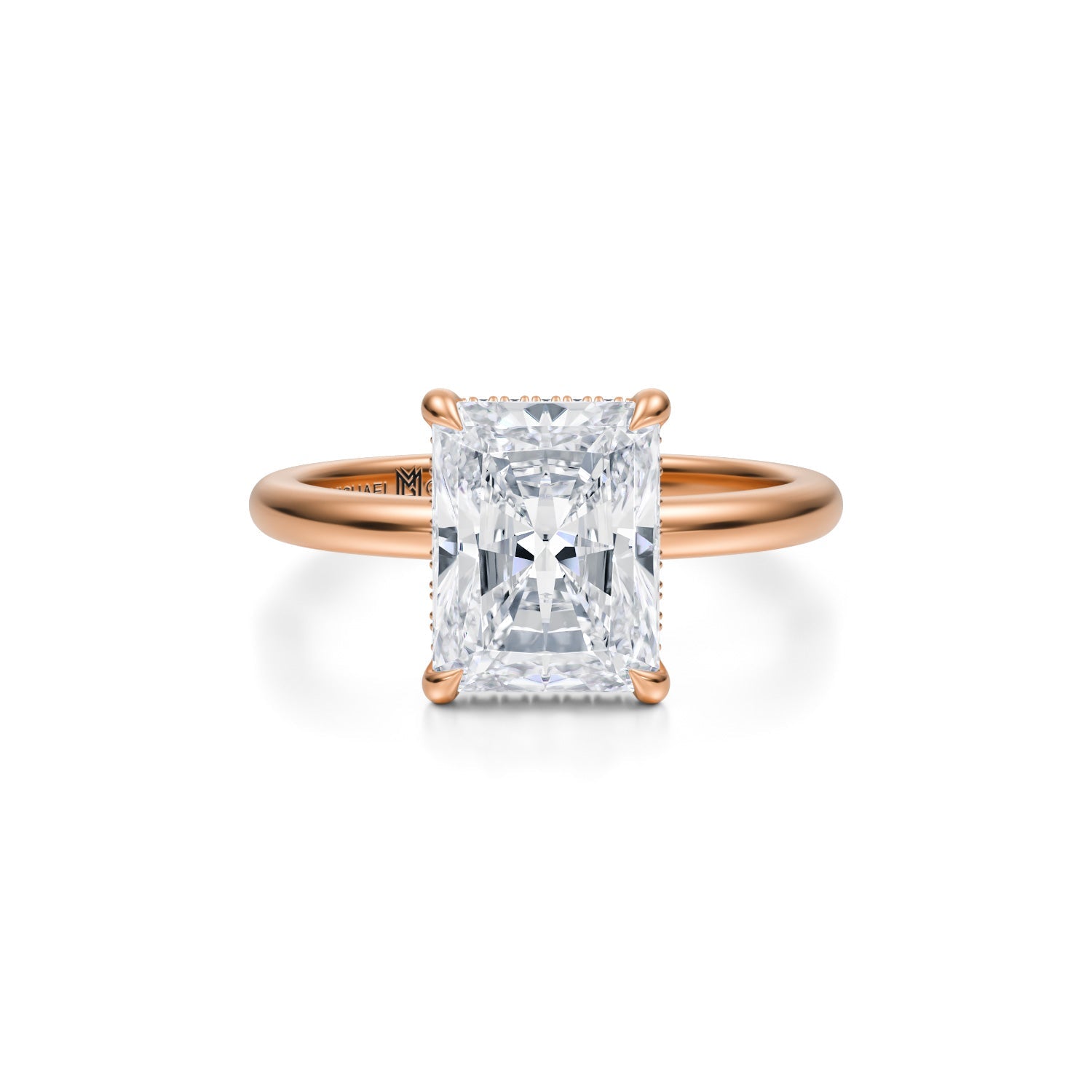 Radiant Solitaire Ring With Invisible Halo (3.00 Carat F-VS1) - Michael Gabriels