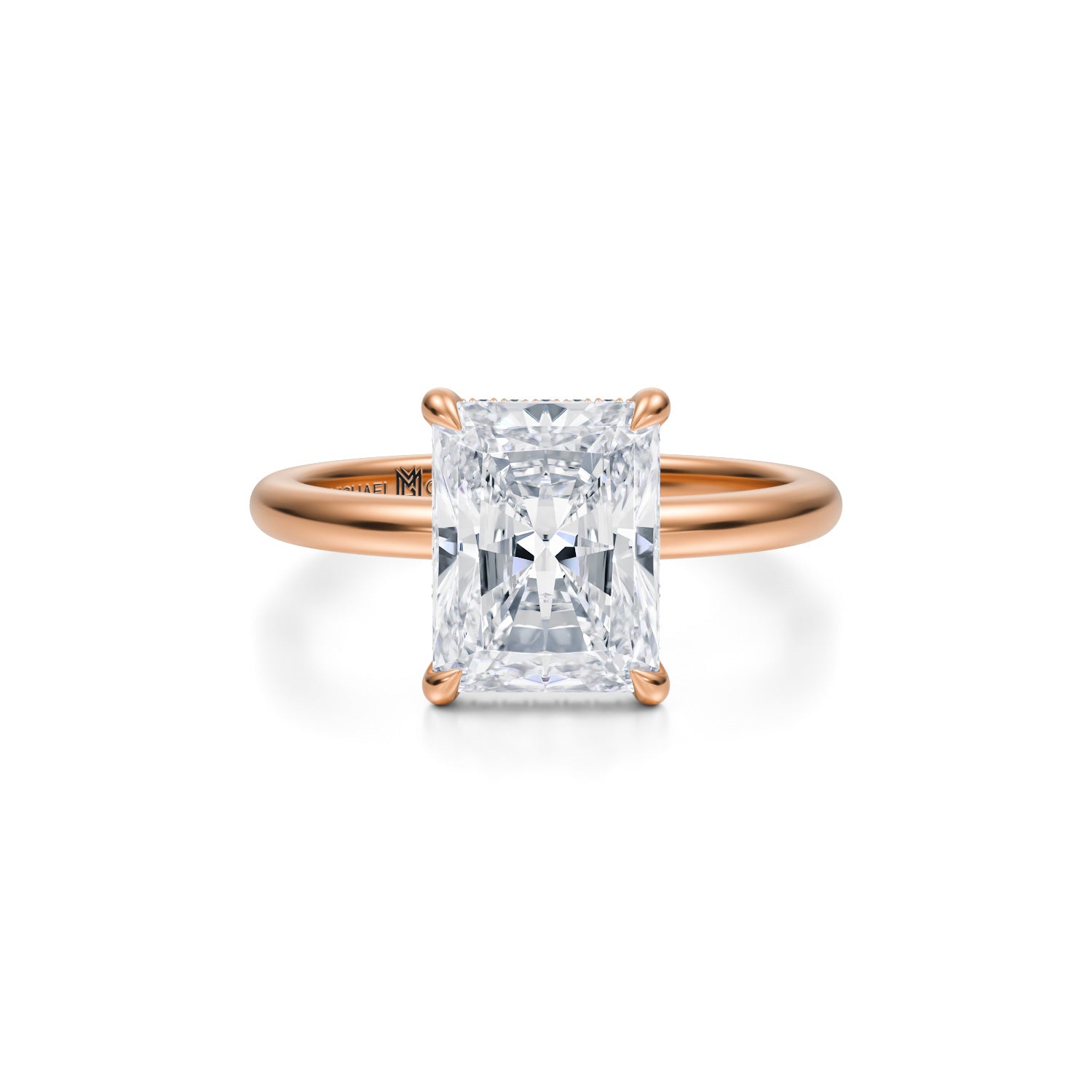 Radiant Solitaire Ring With Pave Basket (2.50 Carat G-VVS2) - Michael Gabriels