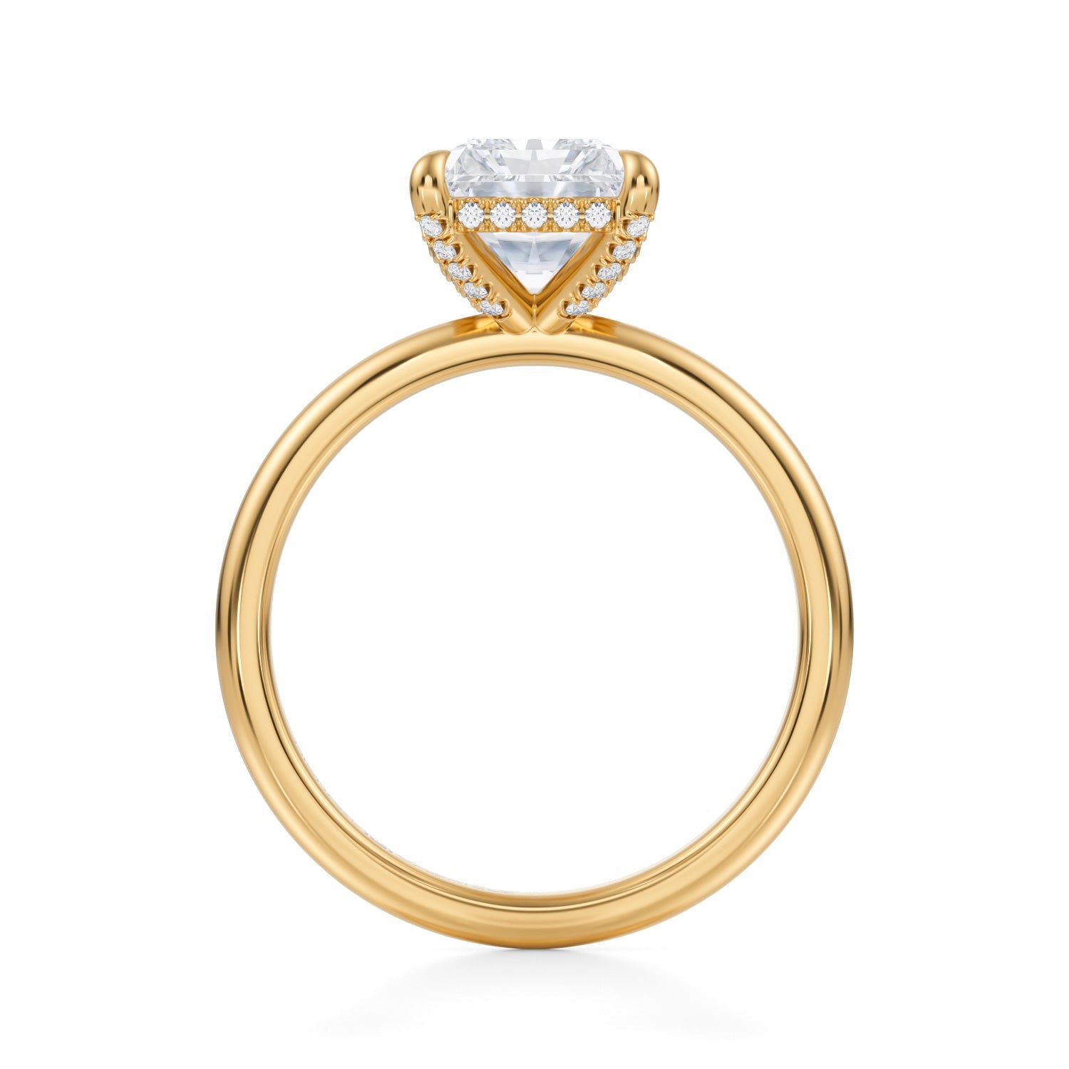 Radiant Solitaire Ring With Pave Basket (3.20 Carat D-VVS2) - Michael Gabriels