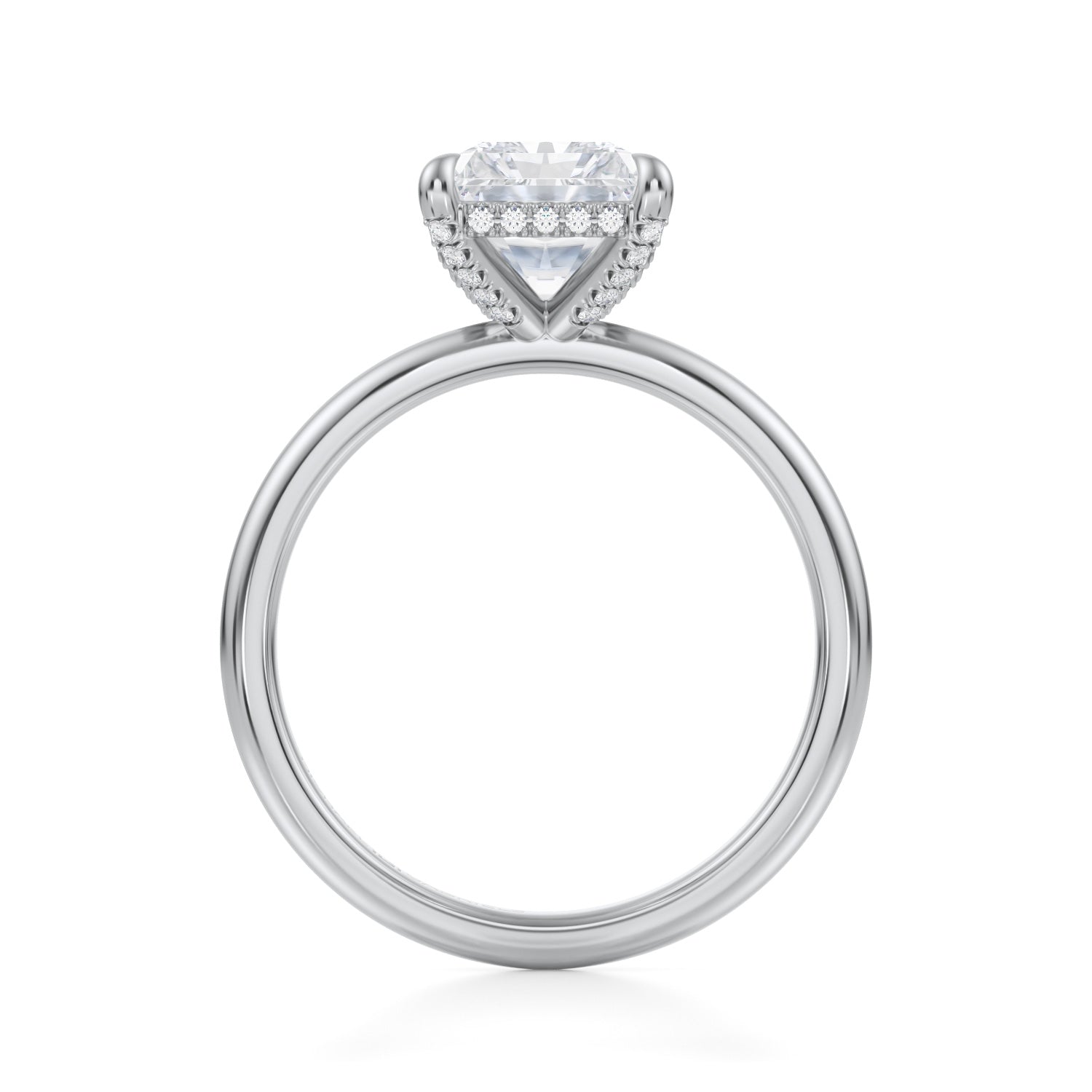 Radiant Solitaire Ring With Pave Basket (3.40 Carat G-VS1) - Michael Gabriels