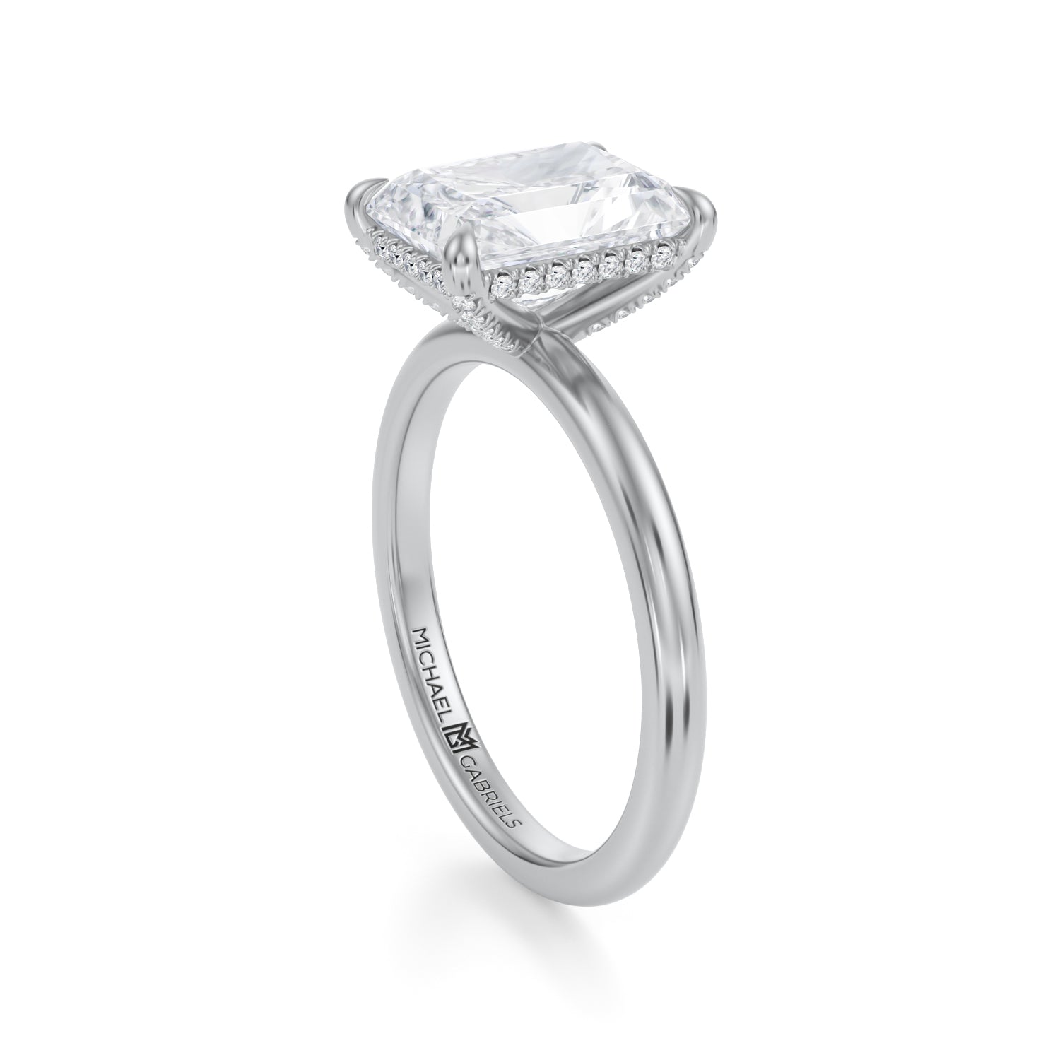 Radiant Solitaire Ring With Pave Basket (3.50 Carat D-VVS2) - Michael Gabriels