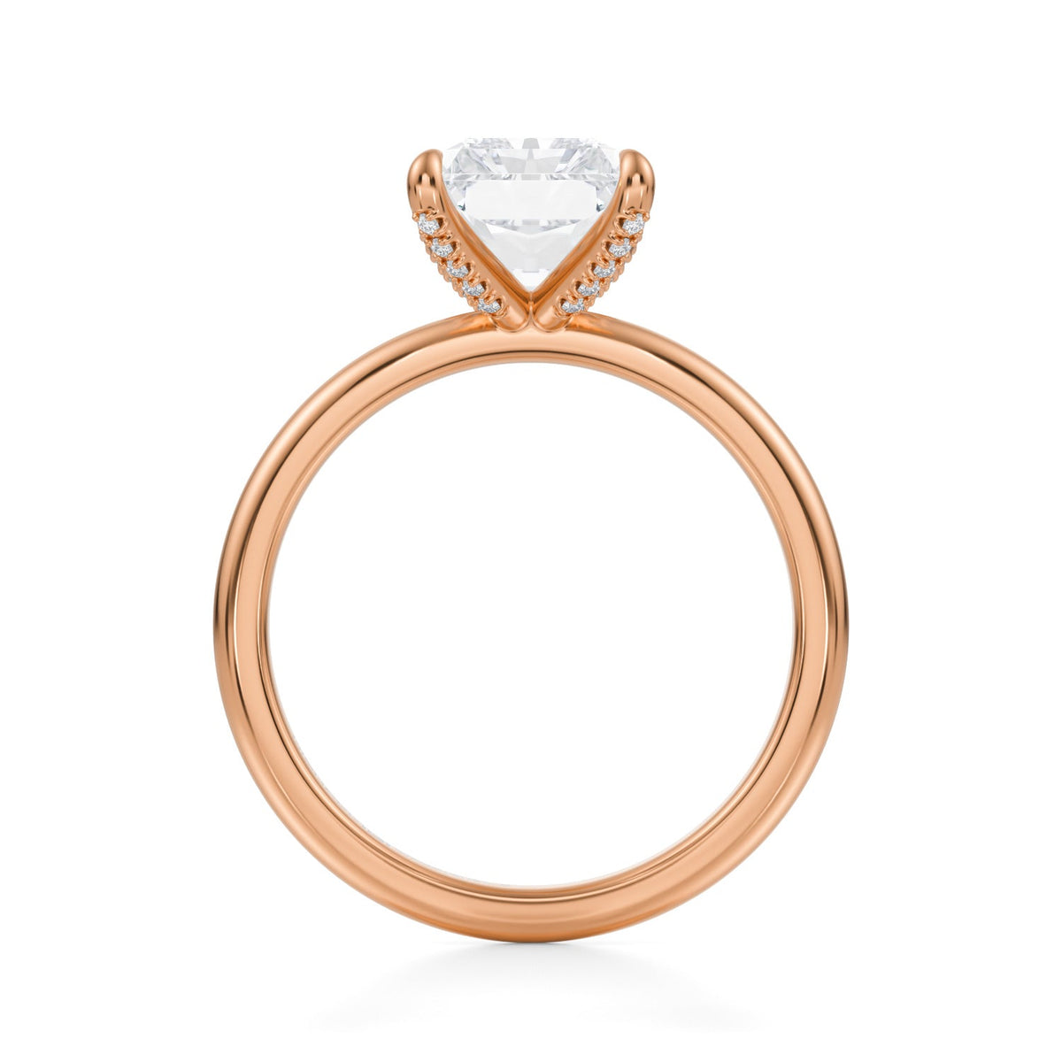 Radiant Solitaire Ring With Pave Prongs (3.50 Carat E-VS1) - Michael Gabriels