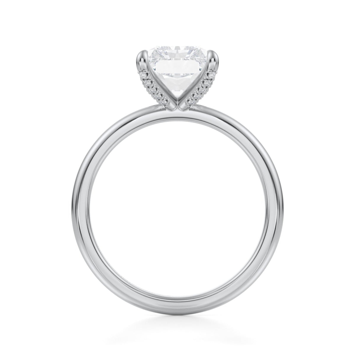 Radiant Solitaire Ring With Pave Prongs (3.50 Carat E-VS1) - Michael Gabriels