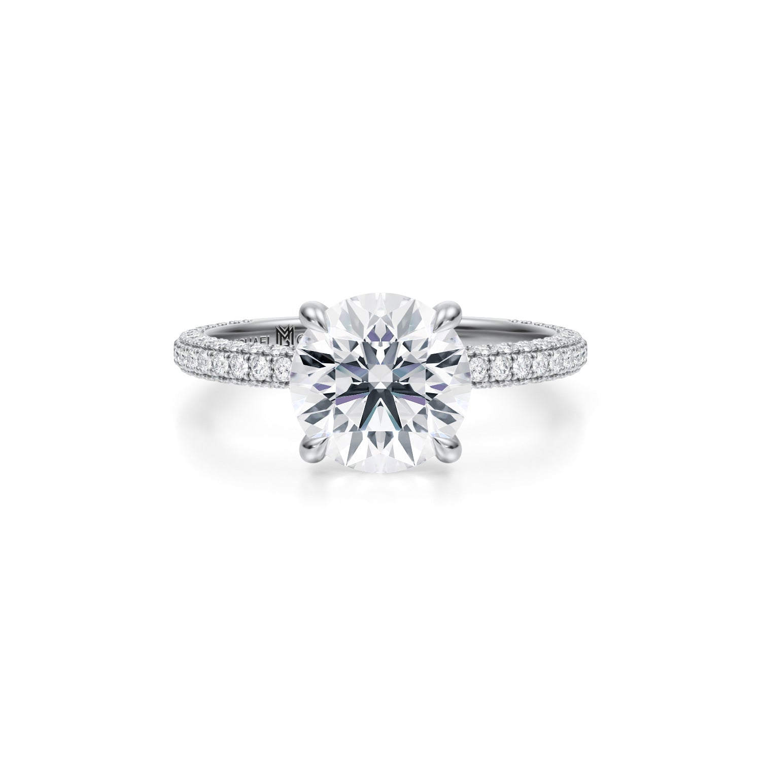 Round Double Edge Halo With Solitaire Ring (2.00 Carat E-VS1) - Michael Gabriels