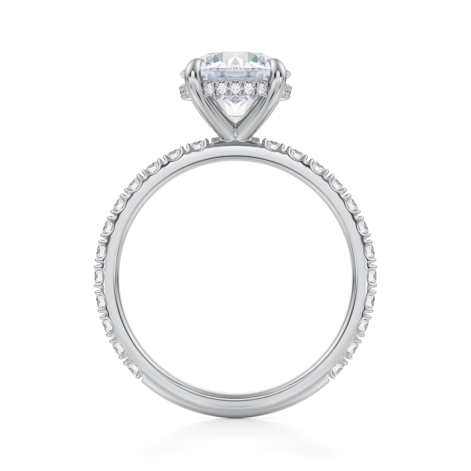 Round Invisible Halo With Pave Ring (3.40 Carat E-VS1) - Michael Gabriels