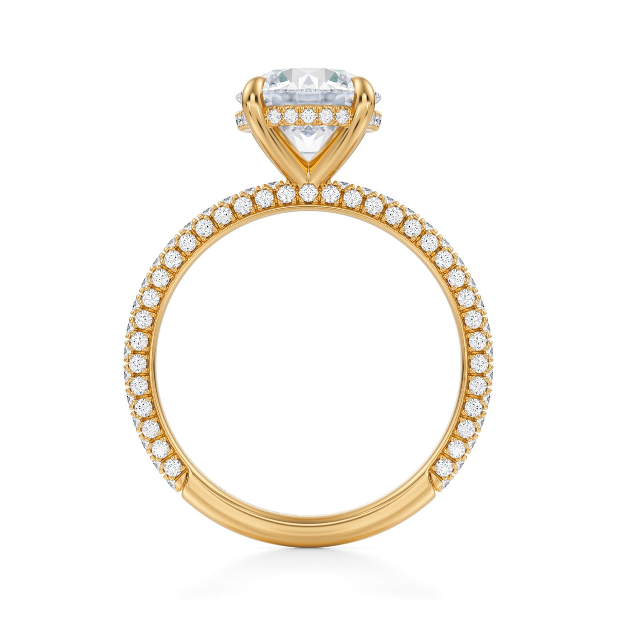 Round Invisible Halo With Trio Pave Ring (3.00 Carat F-VS1) - Michael Gabriels