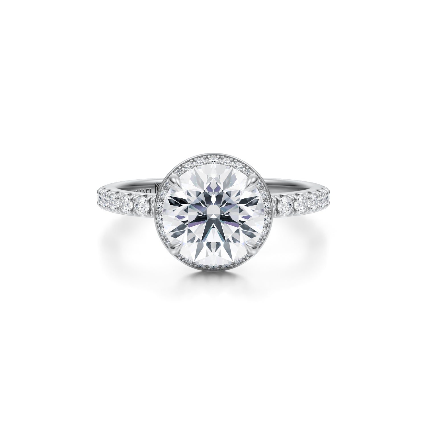 Round Knife Edge Halo With Pave Ring (2.00 Carat E-VS1) - Michael Gabriels