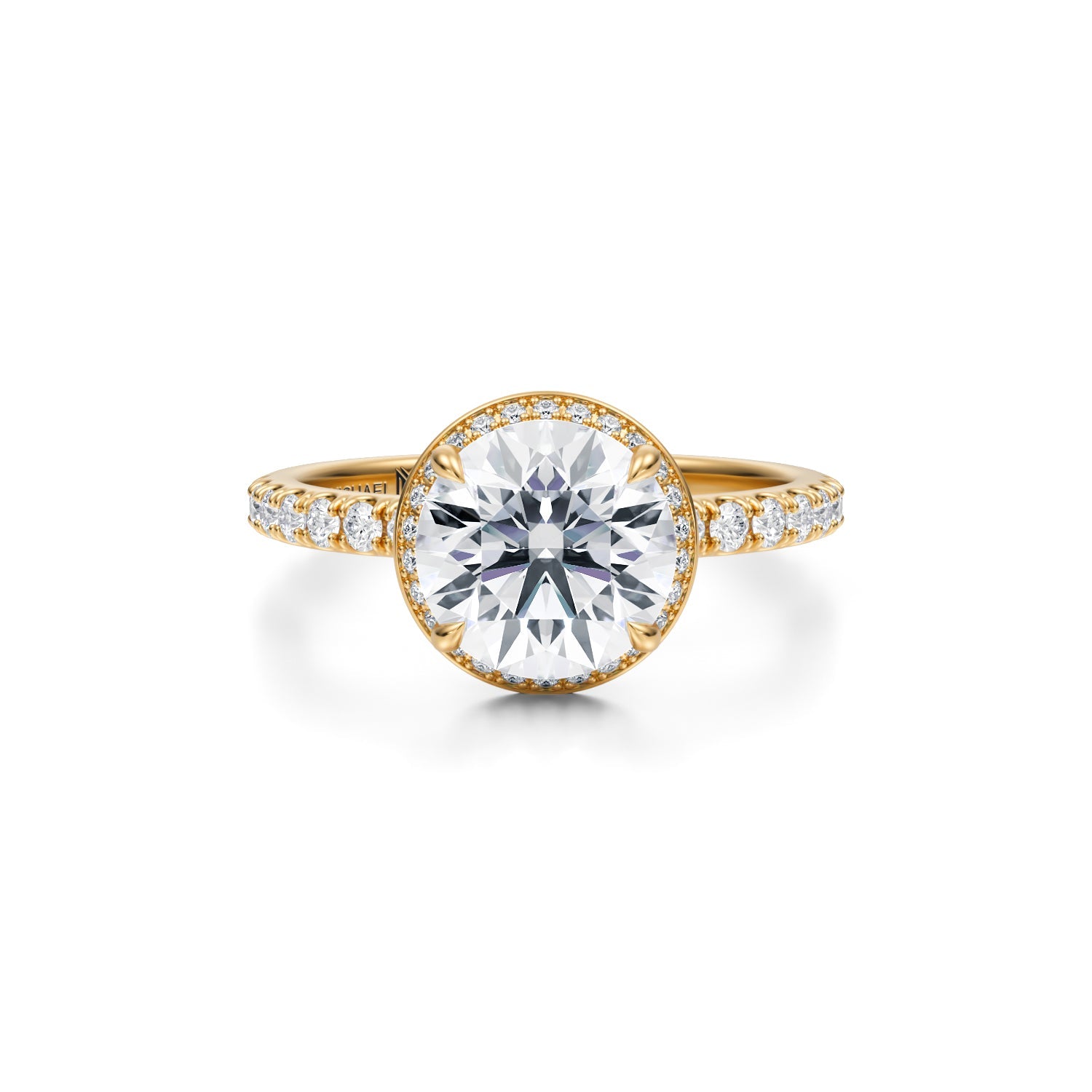 Round Knife Edge Halo With Pave Ring (2.50 Carat F-VVS2) - Michael Gabriels