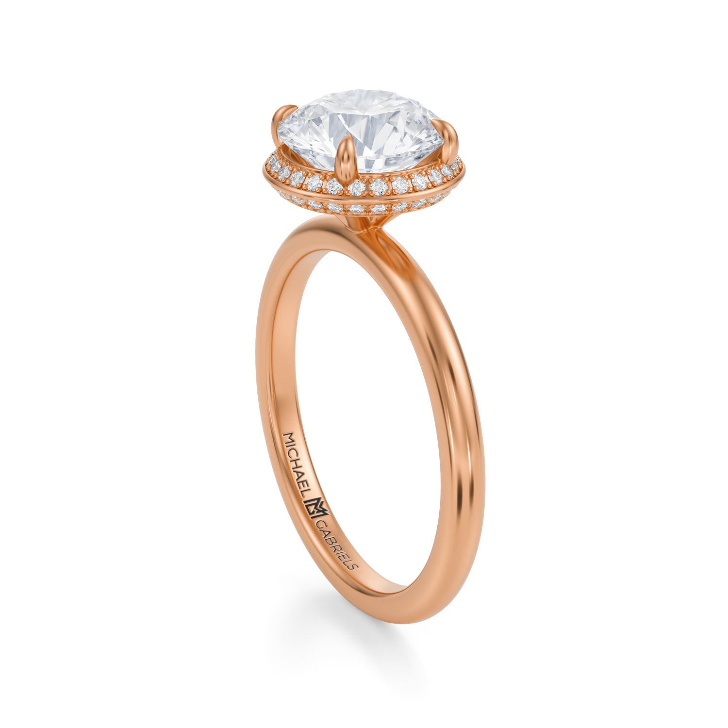 Round Knife Edge Halo With Solitaire Ring (1.00 Carat E-VS1) - Michael Gabriels