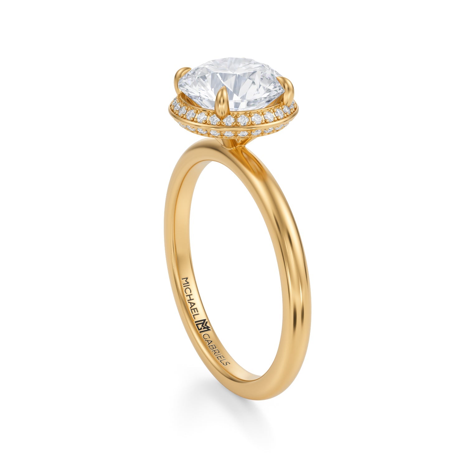 Round Knife Edge Halo With Solitaire Ring (1.00 Carat E-VS1) - Michael Gabriels