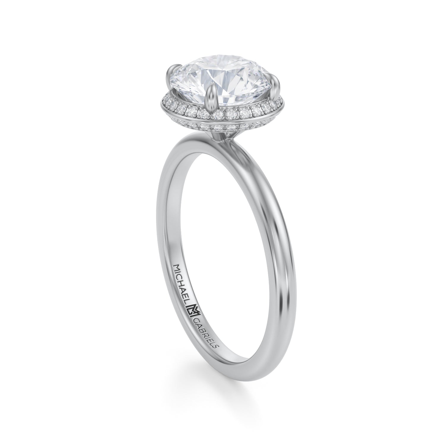 Round Knife Edge Halo With Solitaire Ring (3.00 Carat F-VVS2) - Michael Gabriels