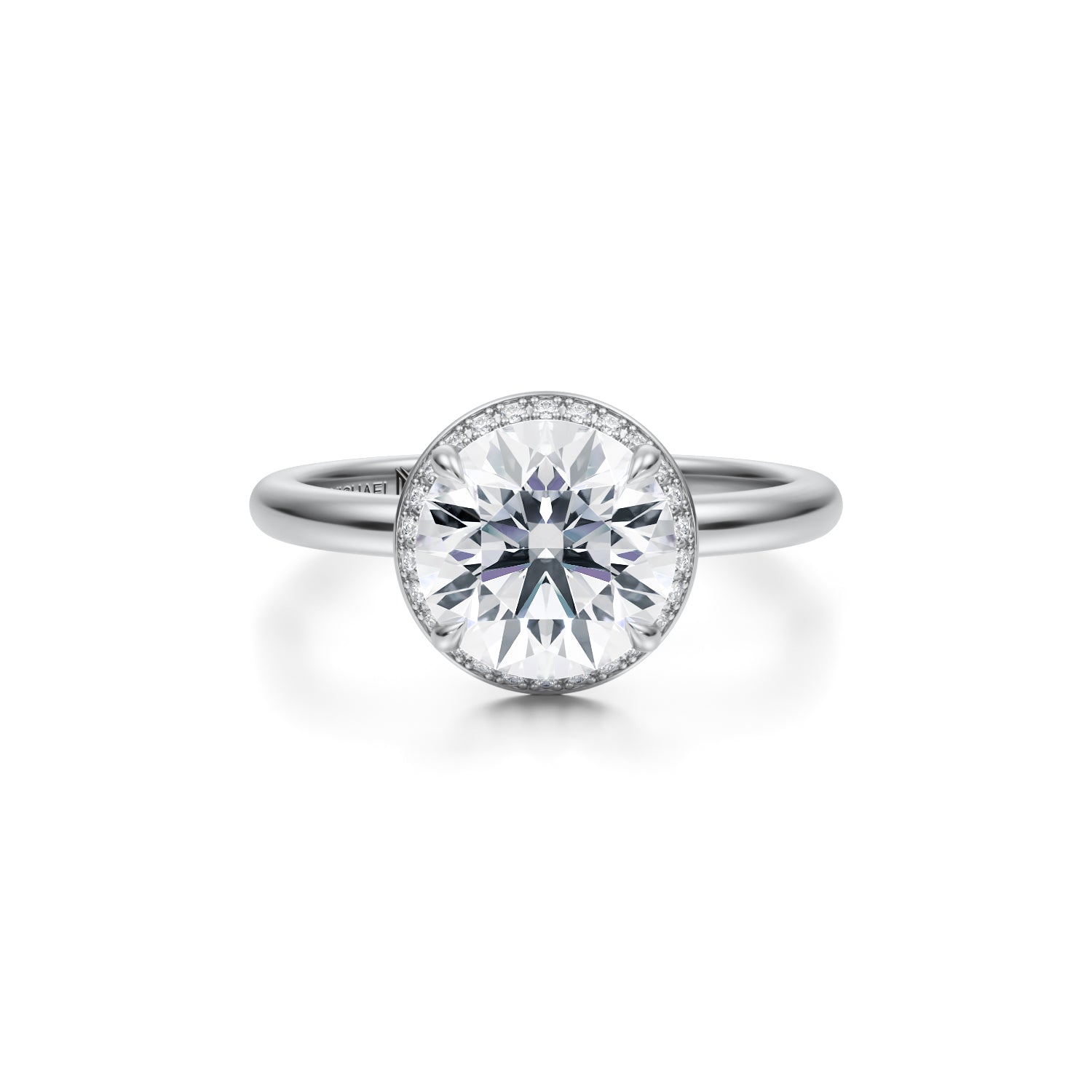 Round Knife Edge Halo With Solitaire Ring (3.70 Carat E-VVS2) - Michael Gabriels
