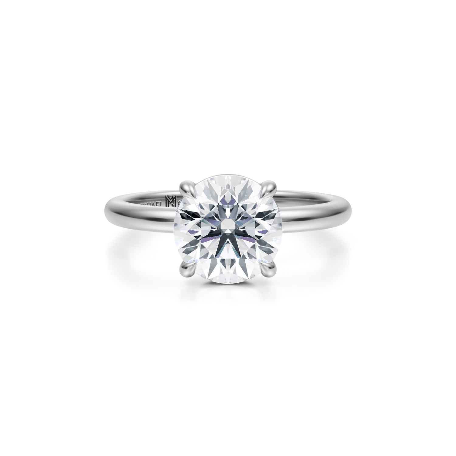 Round Martini Basket Solitaire Ring (3.70 Carat D-VVS2) - Michael Gabriels