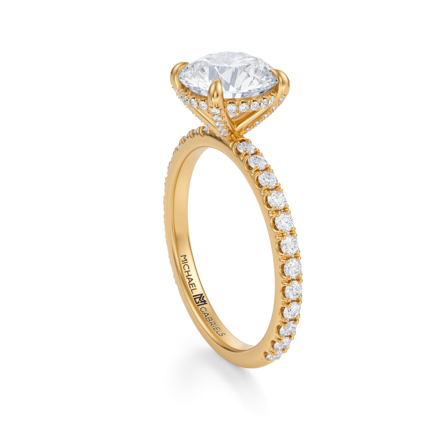 Round Pave Basket With Pave Ring (2.40 Carat G-VVS2) - Michael Gabriels