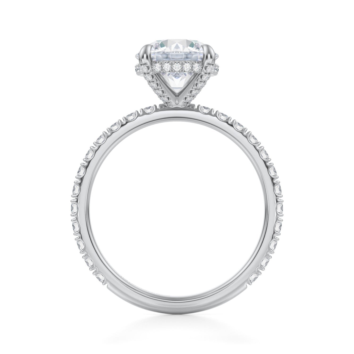Round Pave Basket With Pave Ring (3.00 Carat D-VVS2) - Michael Gabriels