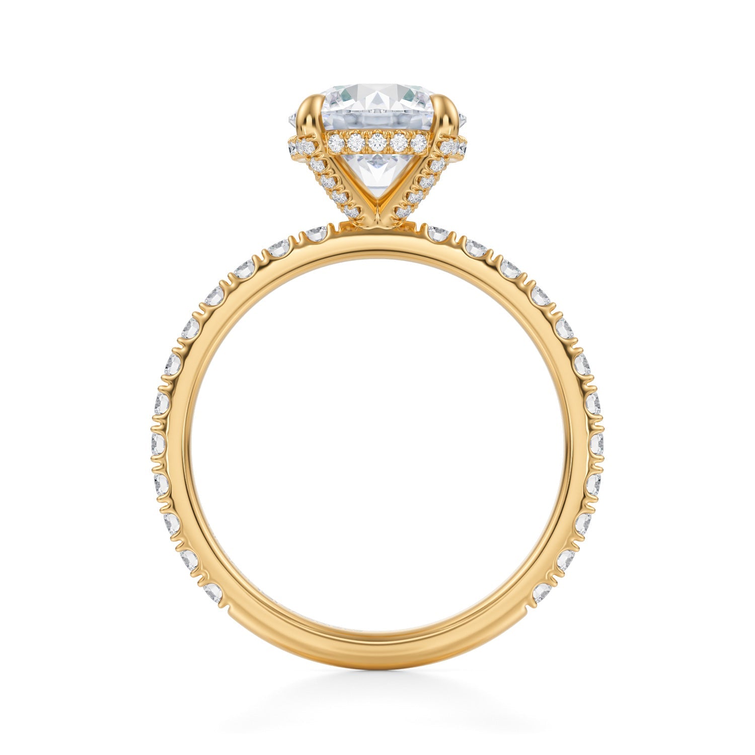Round Pave Basket With Pave Ring (3.00 Carat F-VS1) - Michael Gabriels