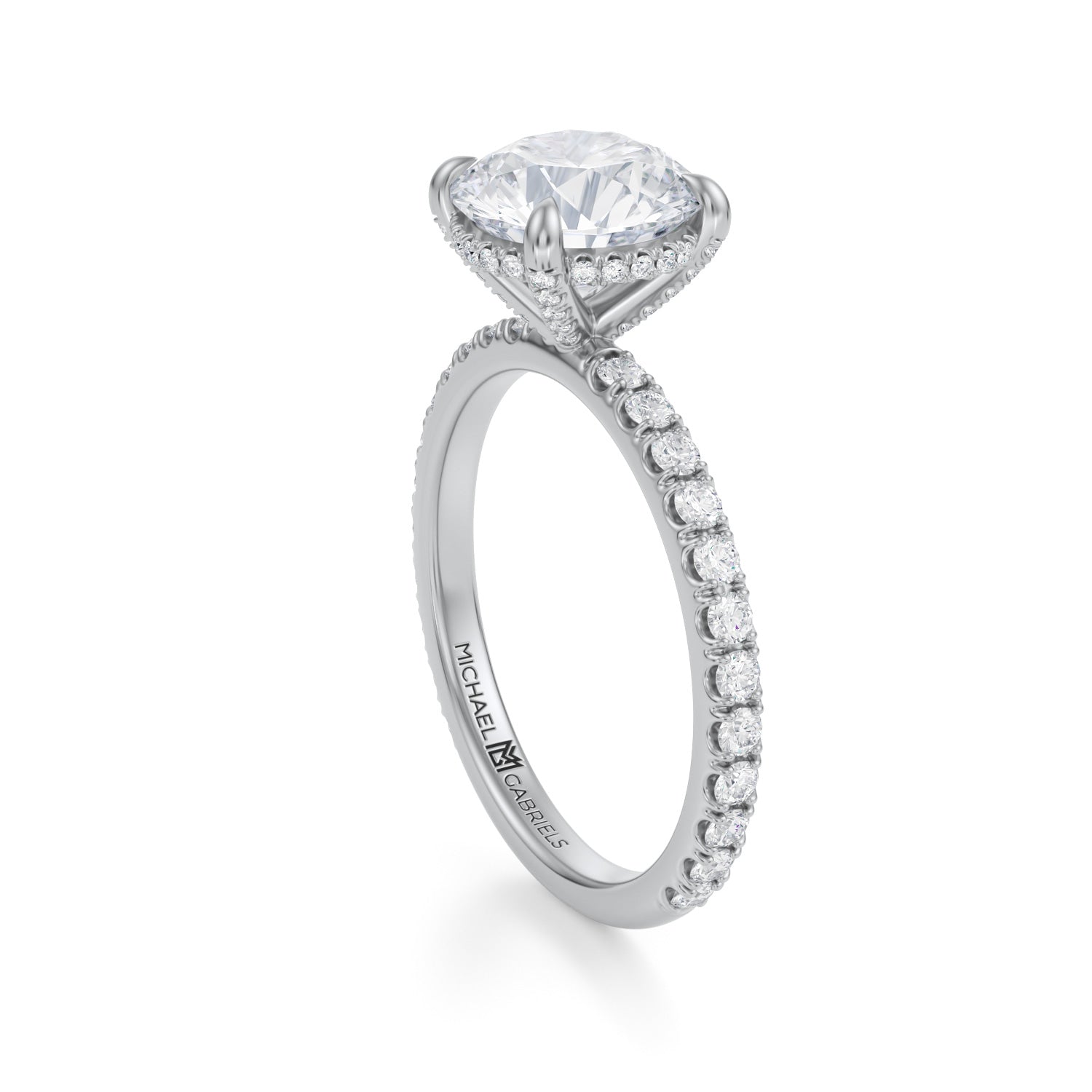 Round Pave Basket With Pave Ring (3.20 Carat D-VVS2) - Michael Gabriels