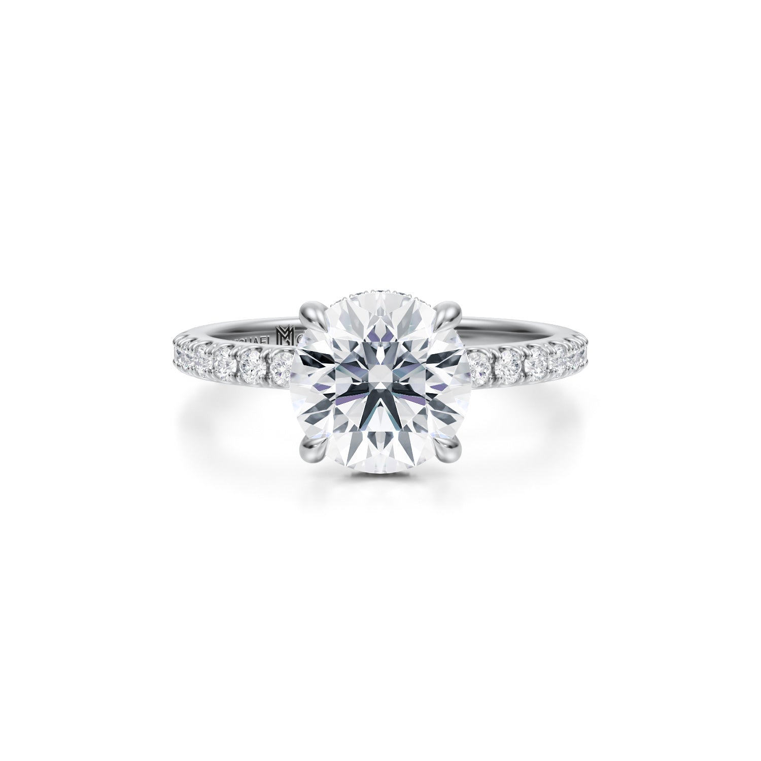 Round Pave Basket With Pave Ring (3.40 Carat D-VS1) - Michael Gabriels
