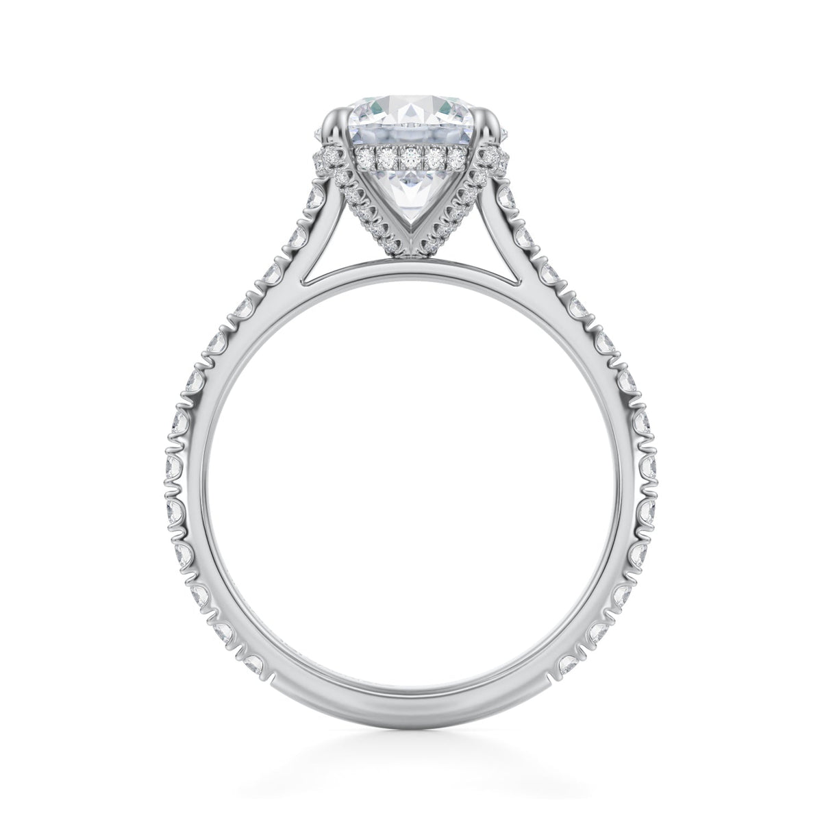 Round Pave Cathedral Ring With Pave Basket (3.70 Carat F-VS1) - Michael Gabriels