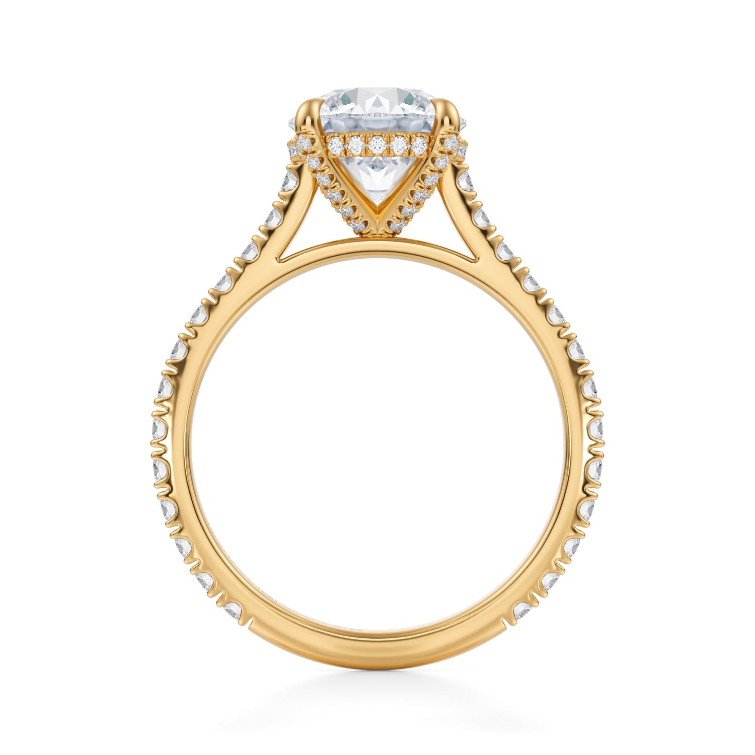 Round Pave Cathedral Ring With Pave Basket (3.70 Carat F-VS1) - Michael Gabriels