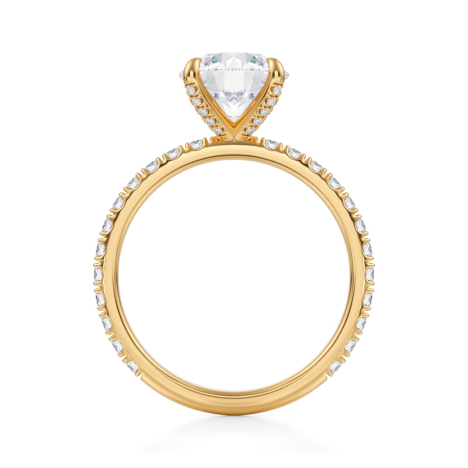 Round Pave Ring With Pave Prongs (1.00 Carat E-VVS2) - Michael Gabriels