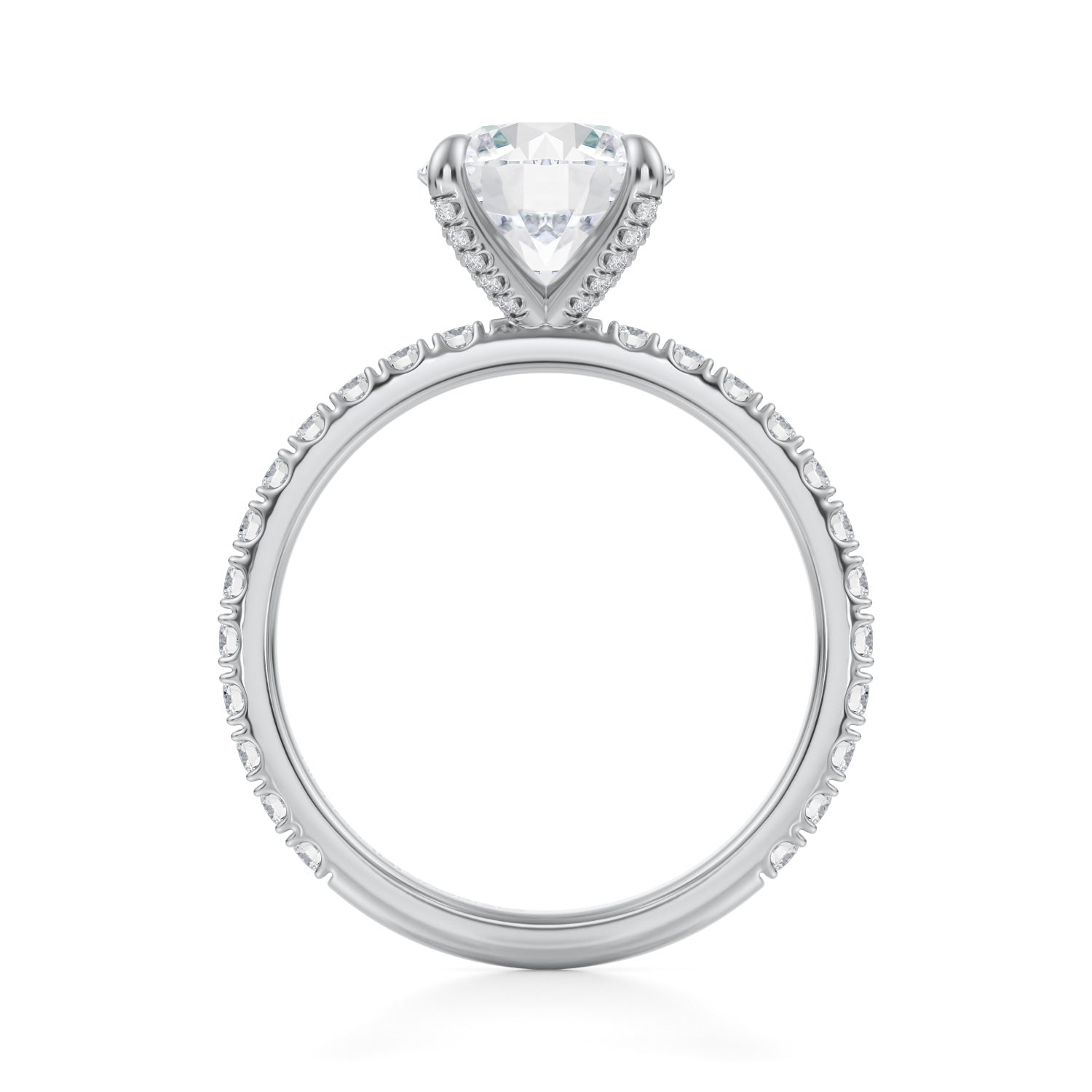 Round Pave Ring With Pave Prongs (1.70 Carat G-VVS2) - Michael Gabriels