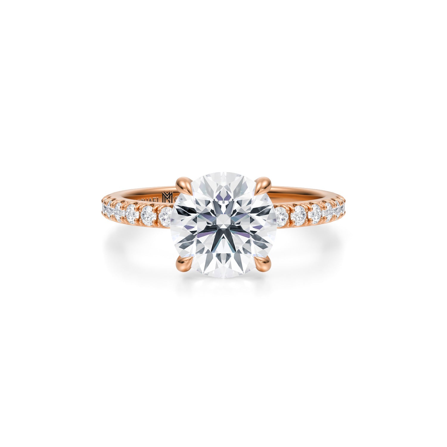 Round Pave Ring With Pave Prongs (2.40 Carat E-VVS2) - Michael Gabriels