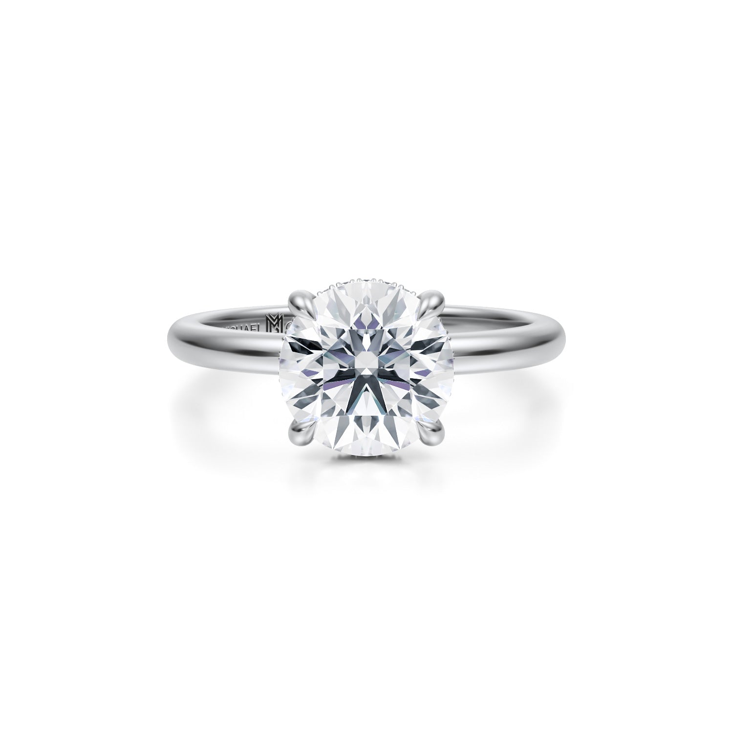 Round Solitaire Ring With Invisible Halo (1.70 Carat F-VVS2) - Michael Gabriels