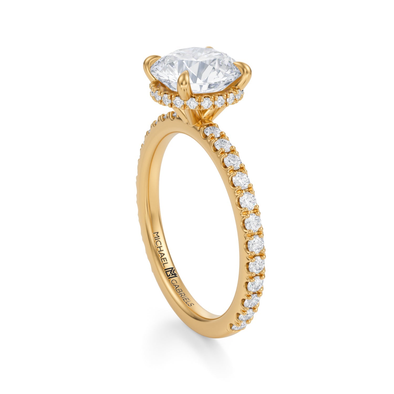 Round Wrap Halo With Pave Ring (2.70 Carat E-VVS2) - Michael Gabriels