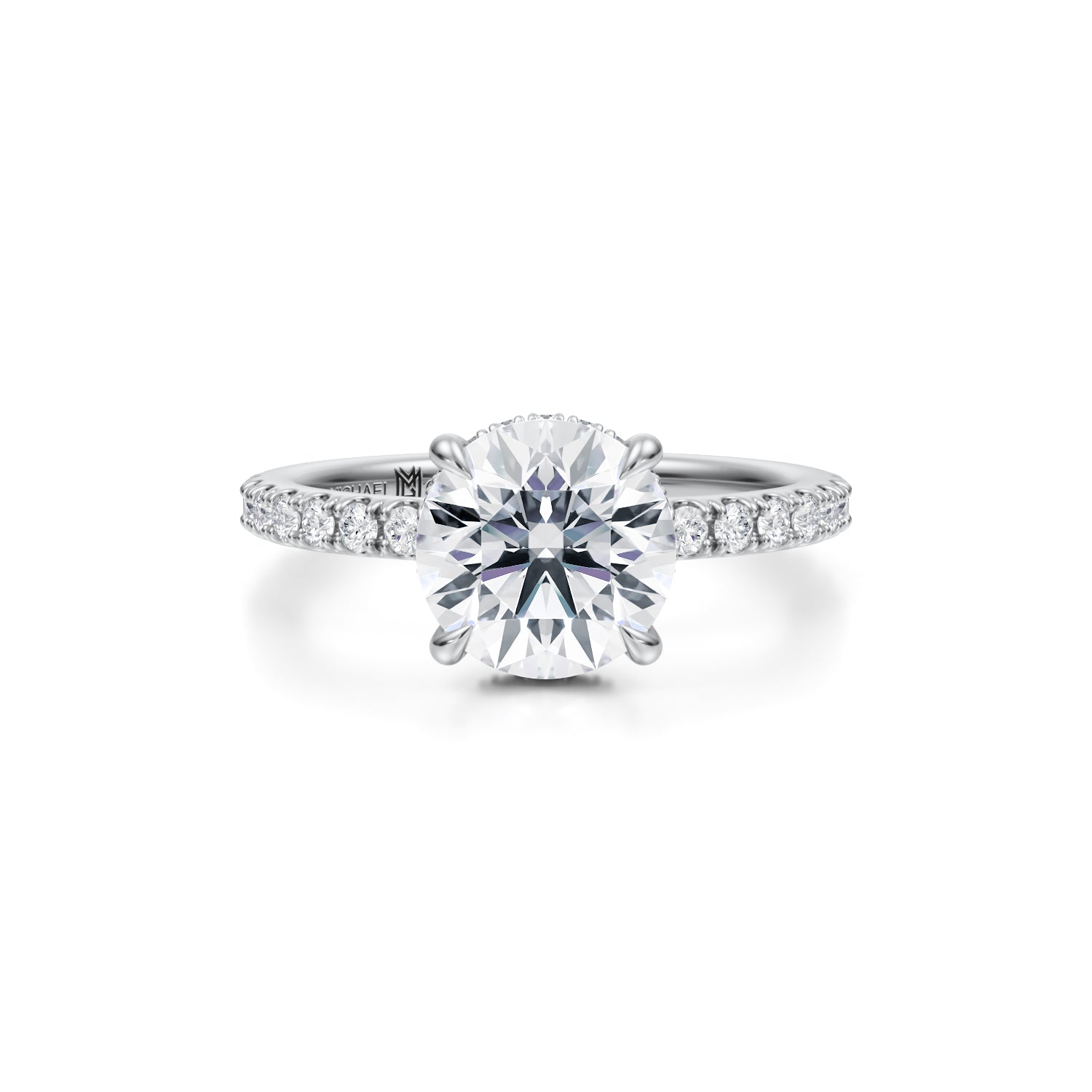 Round Wrap Halo With Pave Ring (3.00 Carat E-VS1) - Michael Gabriels