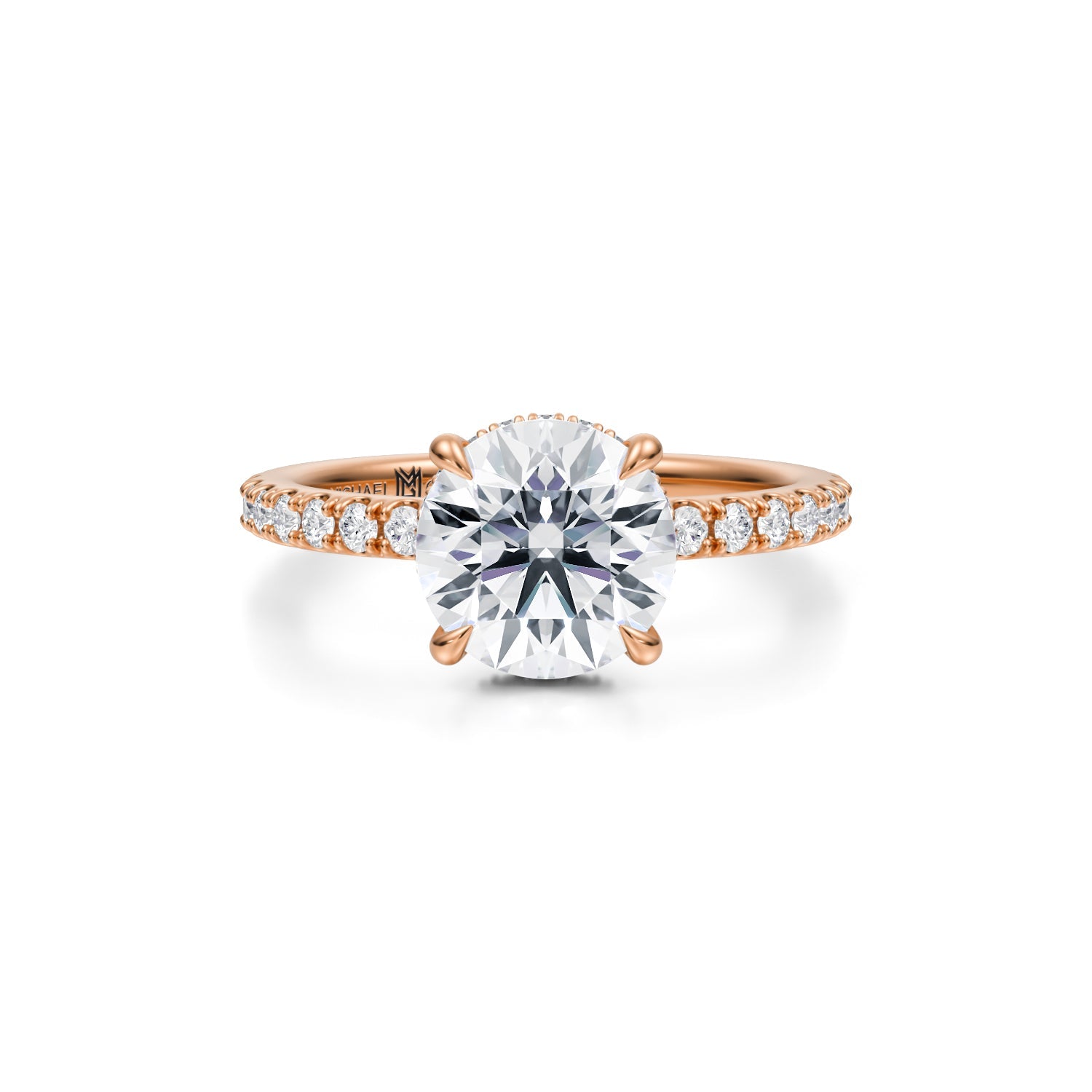 Round Wrap Halo With Pave Ring (3.70 Carat D-VVS2) - Michael Gabriels