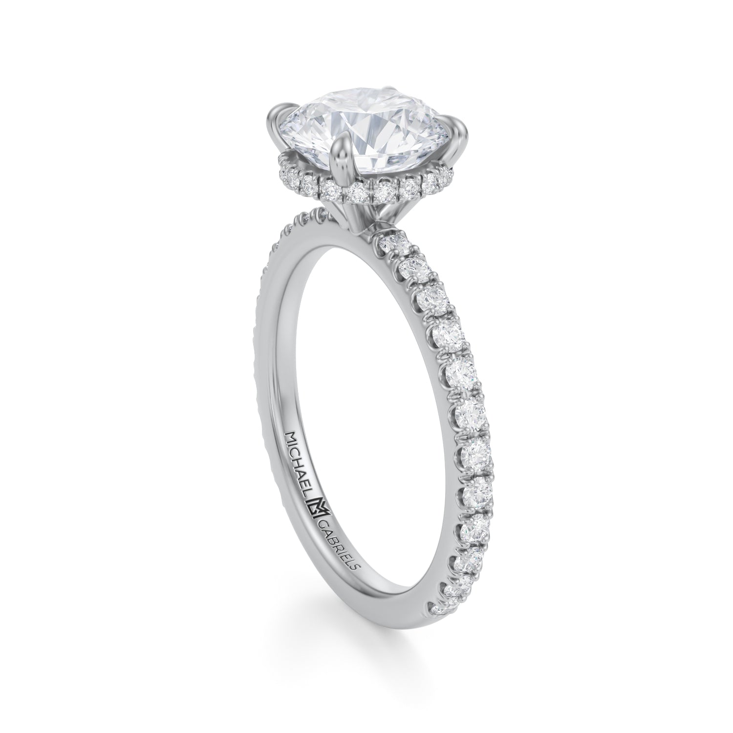 Round Wrap Halo With Pave Ring (3.70 Carat E-VVS2) - Michael Gabriels